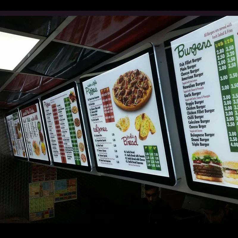 Ultra-thin Snap Frame LED Light Box, LED Menu Board, LED Advertising Poster Display Screen, Fast Food Restaurant Decorative Sign