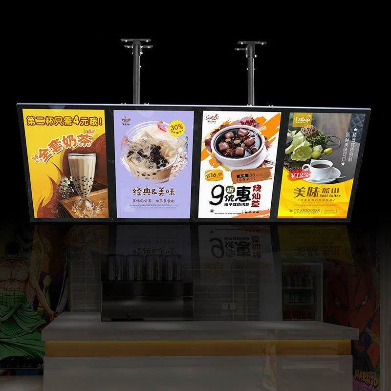 Ultra Slim Snap Frame LED Light Box Illuminated Poster Display LED Menu Board Advertising Screen For Restaurant Wall Billboards