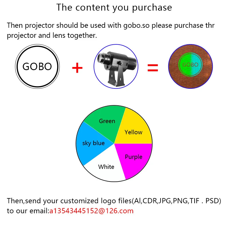 Custom 60W Led HD Color Chang Indoor And Outdoor ip67 Waterproof Rotating Advertising Image Projection Lamp Gobo Logo Projector