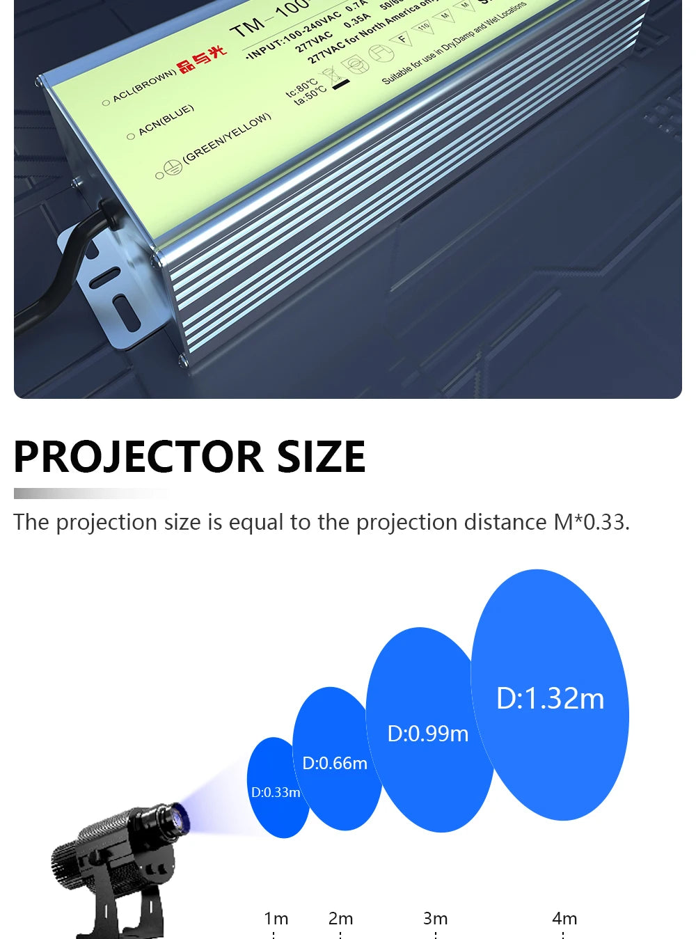 Custom 60W Led HD Color Chang Indoor And Outdoor ip67 Waterproof Rotating Advertising Image Projection Lamp Gobo Logo Projector