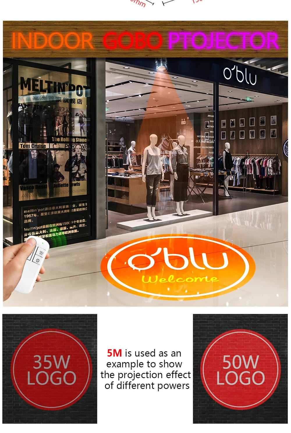 Custom  Led HD Indoor Door Head  Rotating Advertising Image Projection Lamp Gobo Logo Projector