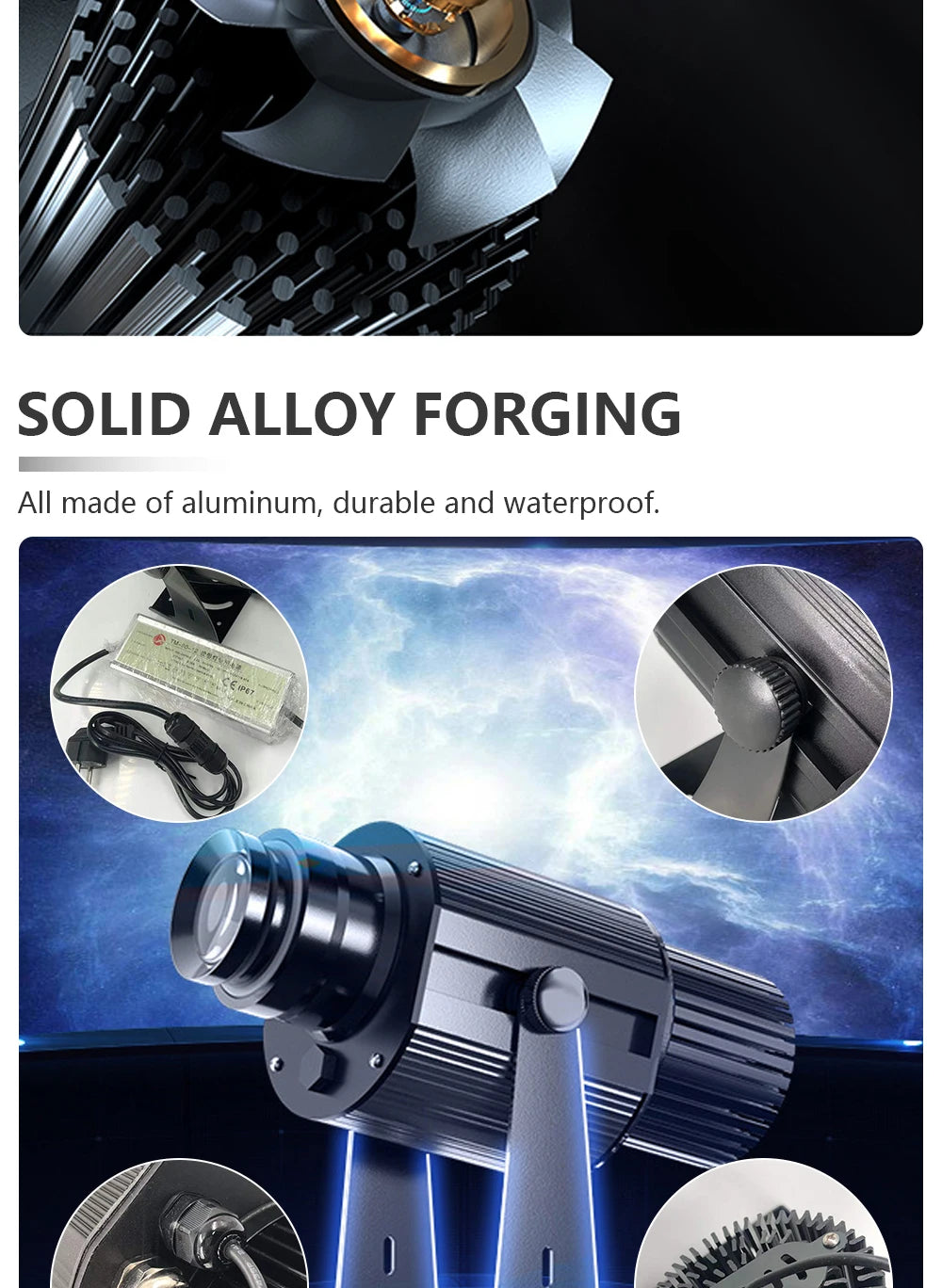 Custom  100Watt Led HD Indoor Door Head Outdoor ip67 Waterproof Rotating Advertising Image Projection Lamp Gobo Logo Projector