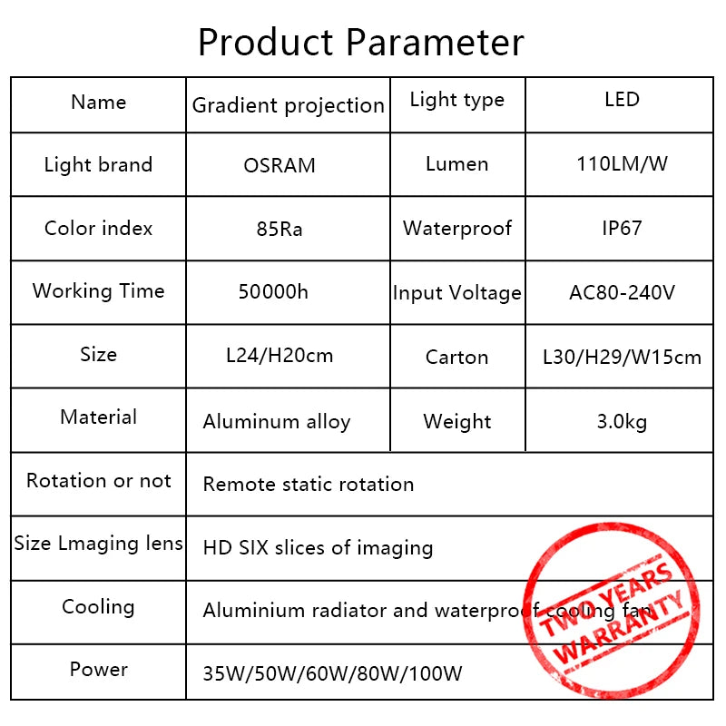 Custom Led HD Color Chang Indoor And Outdoor ip67 Waterproof Rotating Advertising Image Projection Lamp Gobo Logo Projector