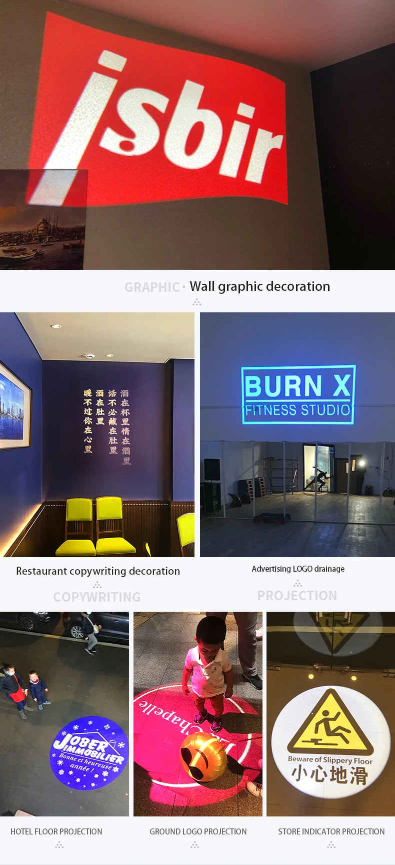 50W100W Outdoor Waterproof Gobo Projector Rotation Image Custom Hd Advertising Led Logo Projector Light