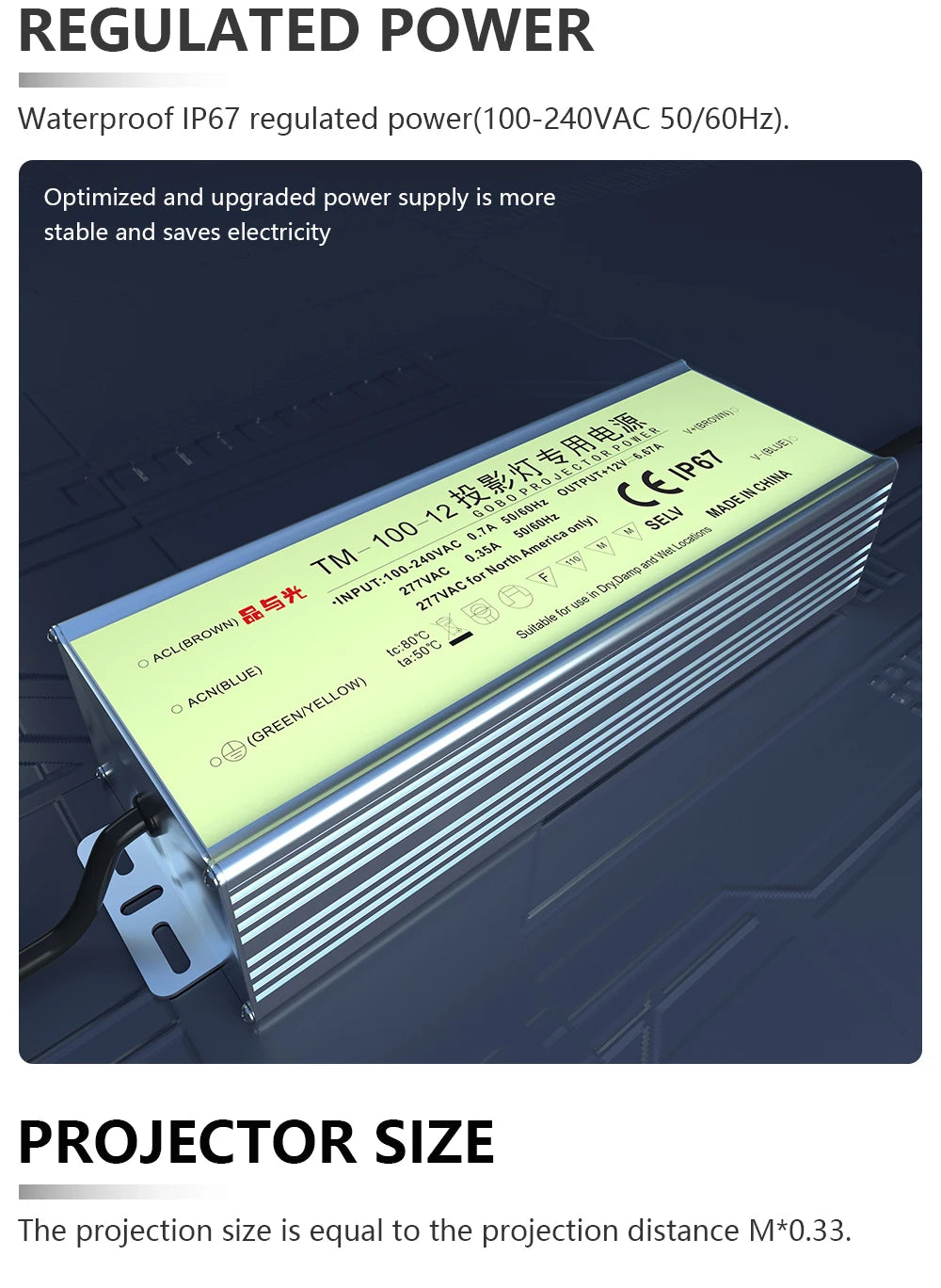 Custom  100Watt Led HD Indoor Door Head Outdoor ip67 Waterproof Rotating Advertising Image Projection Lamp Gobo Logo Projector