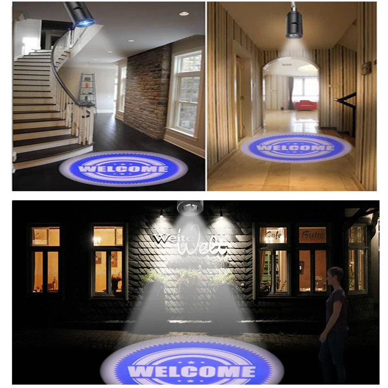 LED Advertising lamp Welcome Logo Projector lamp LED Spotlight E27 Bar Hotel Door Night Led Lamp E27