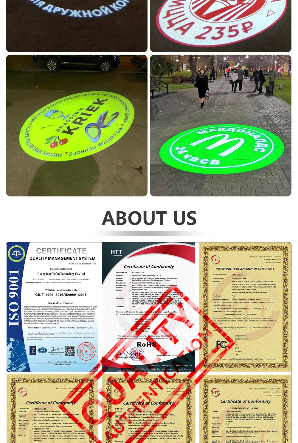 Custom  Led HD Indoor Door Head  Rotating Advertising Image Projection Lamp Gobo Logo Projector