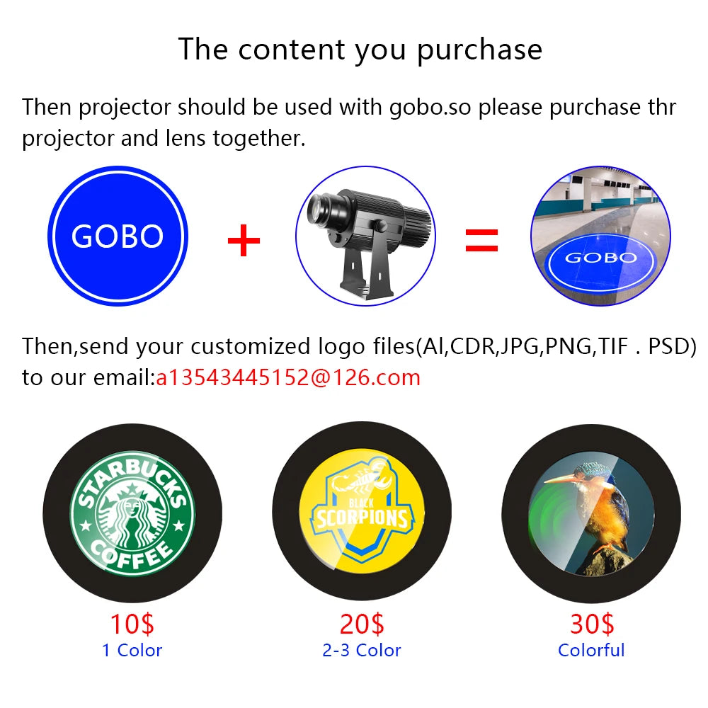 Custom  100Watt Led HD Indoor Door Head Outdoor ip67 Waterproof Rotating Advertising Image Projection Lamp Gobo Logo Projector