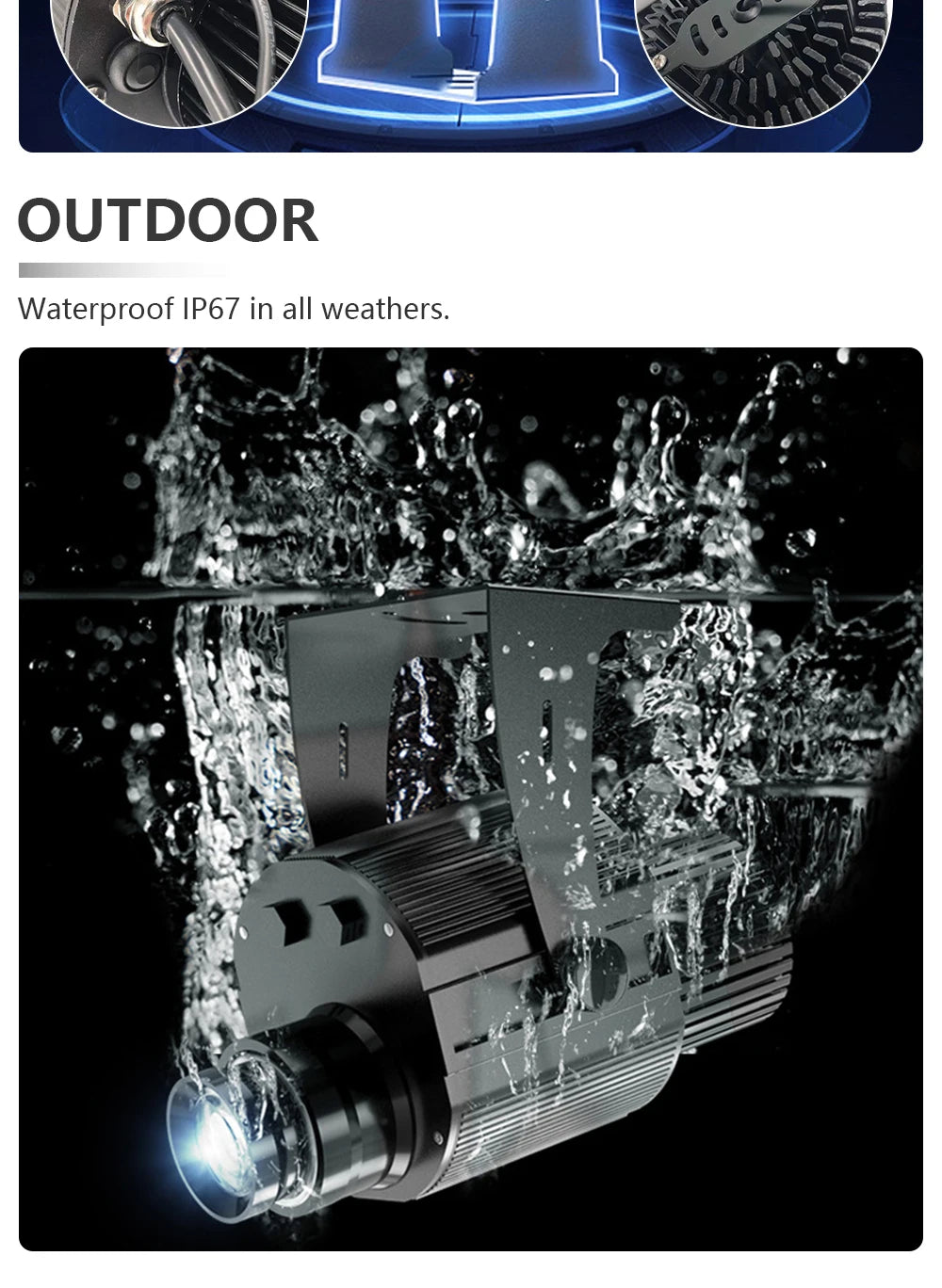 Custom  100Watt Led HD Indoor Door Head Outdoor ip67 Waterproof Rotating Advertising Image Projection Lamp Gobo Logo Projector