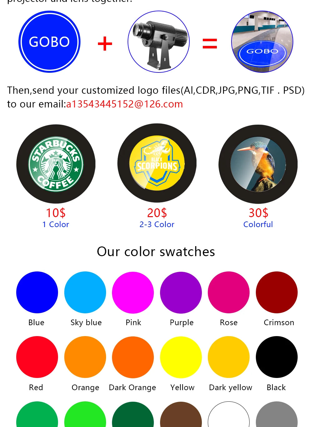 Custom  100Watt Led HD Indoor Door Head Outdoor ip67 Waterproof Rotating Advertising Image Projection Lamp Gobo Logo Projector