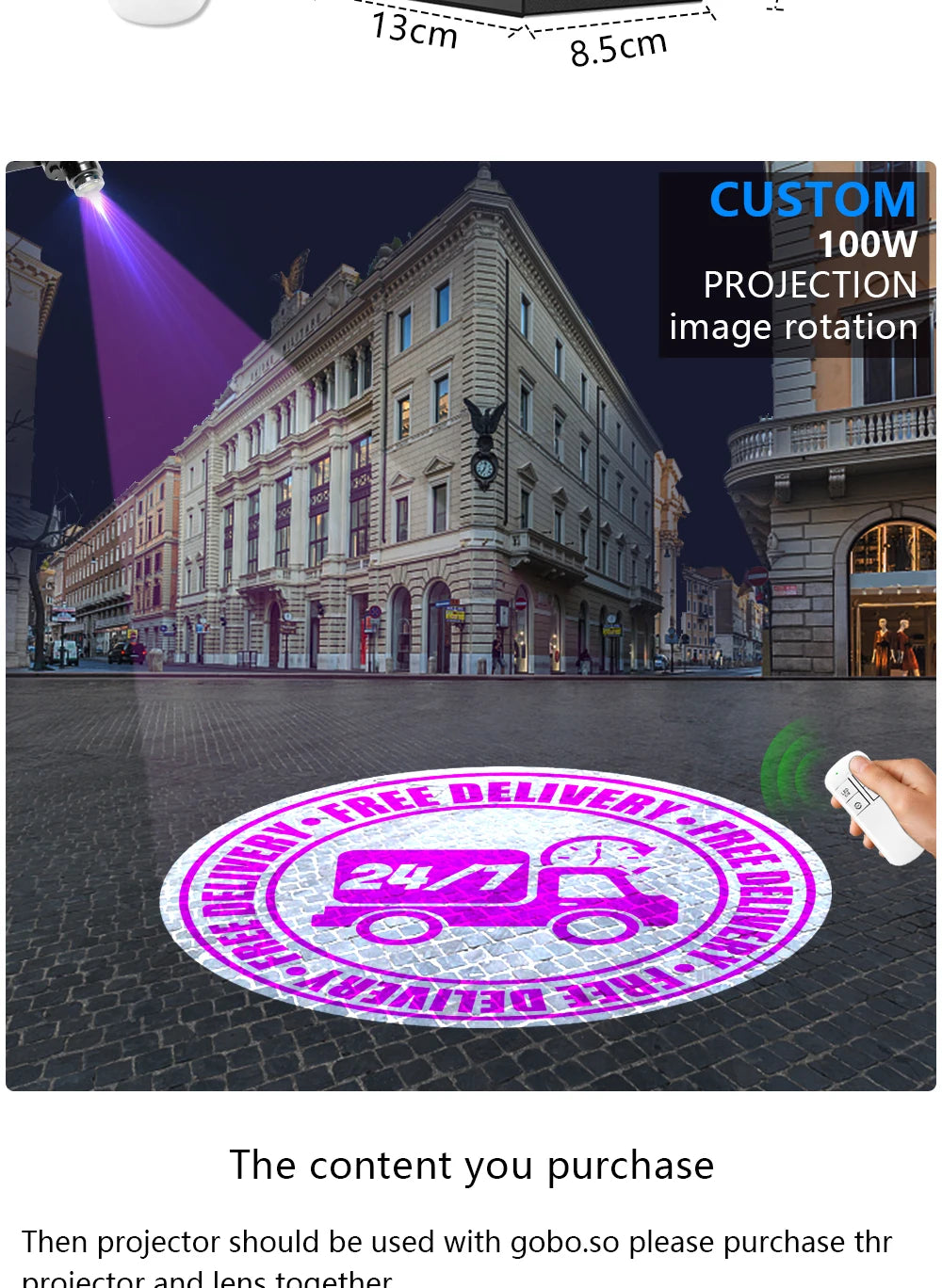 Custom  100Watt Led HD Indoor Door Head Outdoor ip67 Waterproof Rotating Advertising Image Projection Lamp Gobo Logo Projector