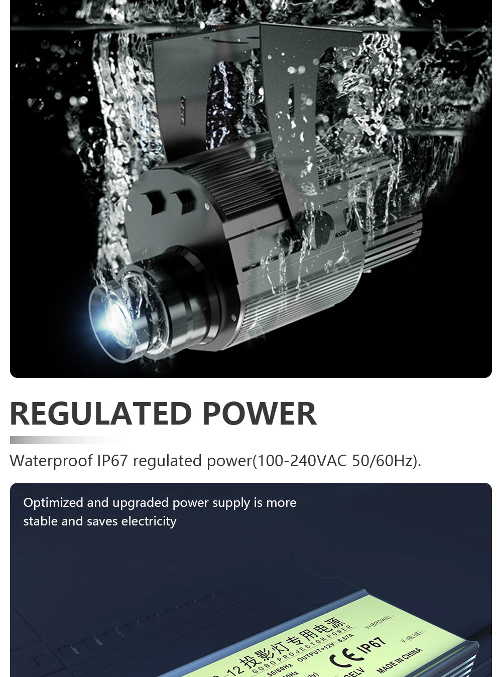 Custom 60W Led HD Color Chang Indoor And Outdoor ip67 Waterproof Rotating Advertising Image Projection Lamp Gobo Logo Projector