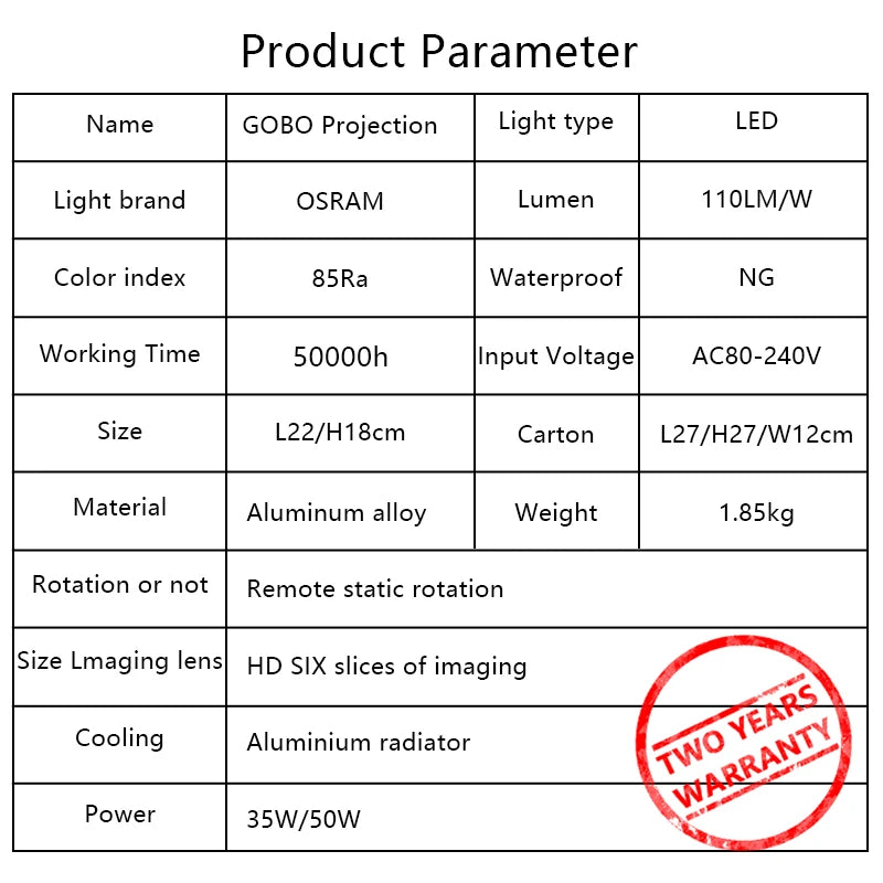 Custom  Led HD Indoor Door Head  Rotating Advertising Image Projection Lamp Gobo Logo Projector