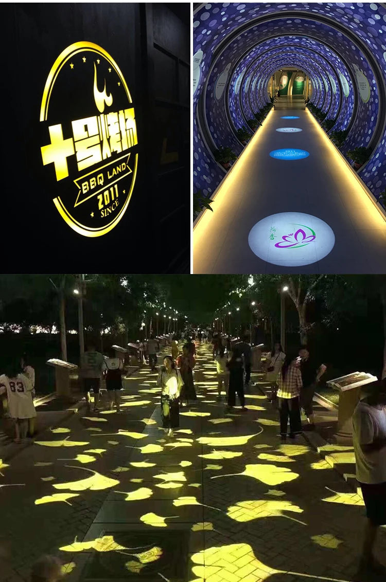 Led Logo Projection Custom Advertising Notice Restaurant Welcome Image Sign Caution  Rotary Led Light Gobo Projector For Outdoor