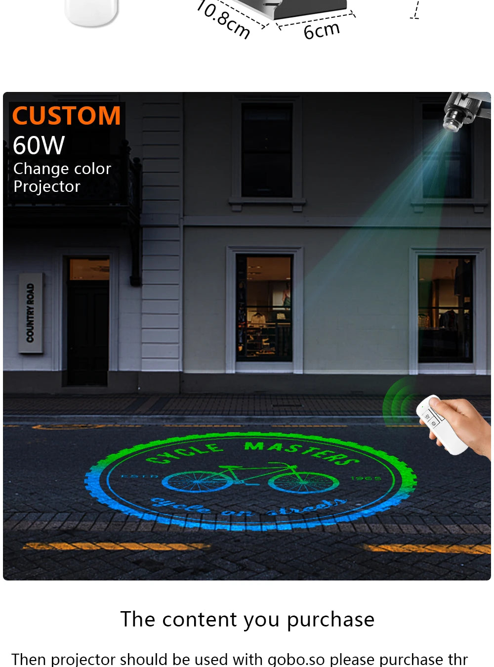 Custom 60W Led HD Color Chang Indoor And Outdoor ip67 Waterproof Rotating Advertising Image Projection Lamp Gobo Logo Projector