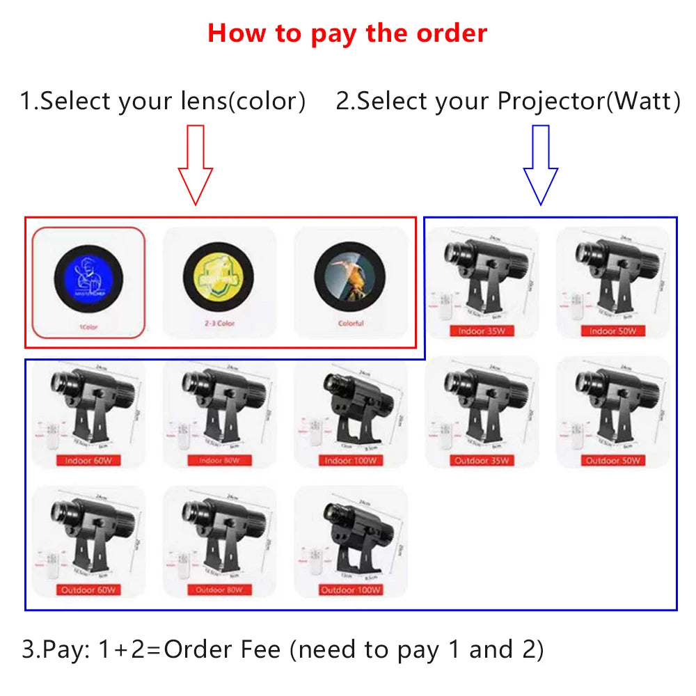 Custom Led HD Color Chang Indoor And Outdoor ip67 Waterproof Rotating Advertising Image Projection Lamp Gobo Logo Projector