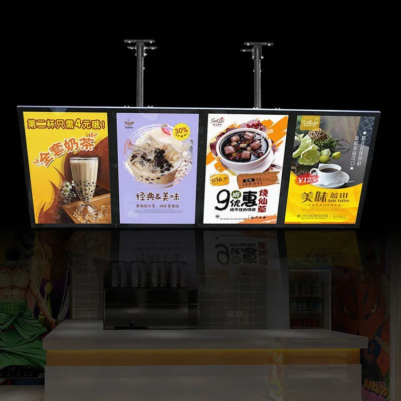 Ultra Slim Snap Frame LED Light Box Illuminated Poster Display LED Menu Board Advertising Screen For Restaurant Wall Billboards