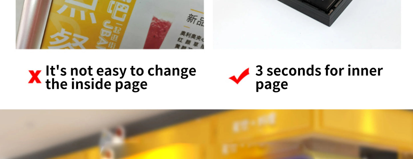 Slim Snap Frame LED Light Box Illuminated Poster Display LED Backlit Menu Board Screen For Restaurant Cafe Shops Wall Billboard