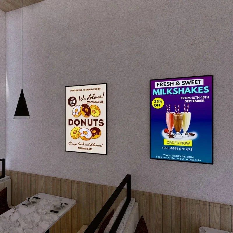 A4 A3 A2 Slim LED Advertising Light Box Cafe Restaurants Menu Board Cinema Movie Poster Display Screen Tempered Glass Light Box
