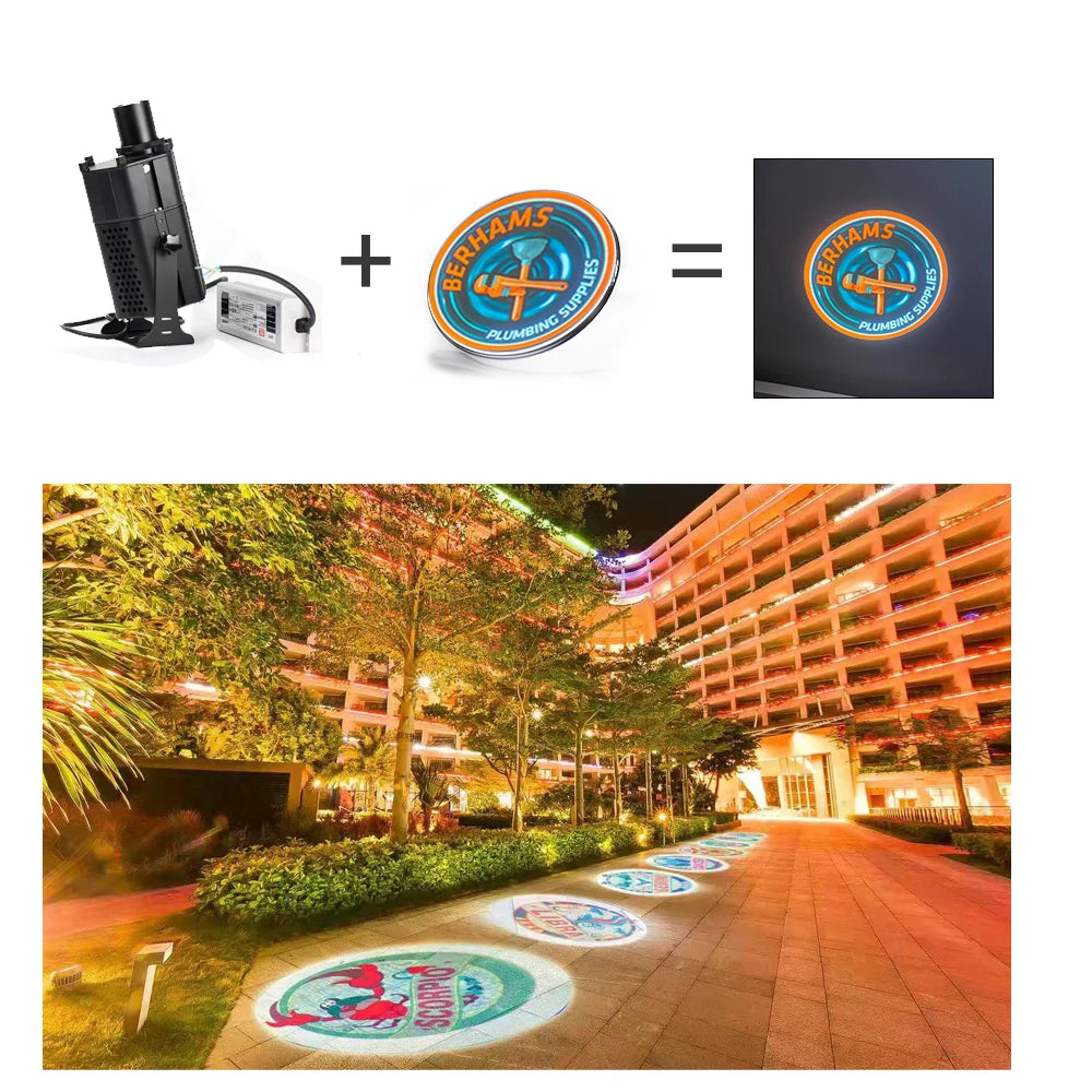 150W200W Led Ip65 Gobo Projector Light Outdoor Customized Logo Floor Projection Lamp Rotating CE Certification Source Factory