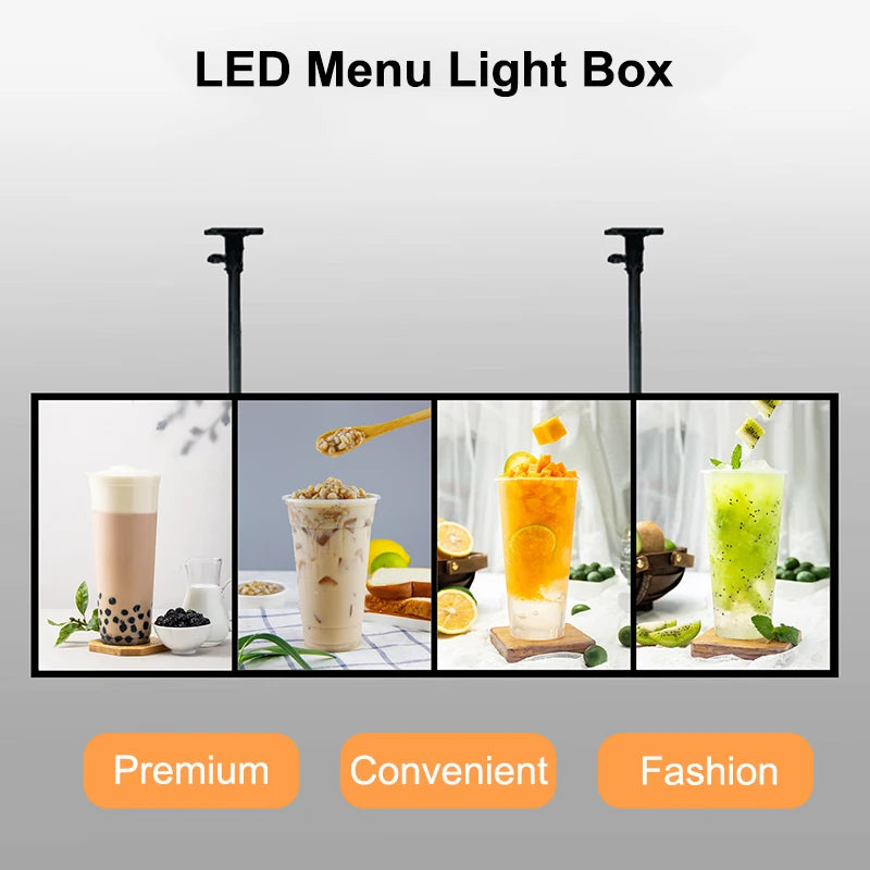 Ultra-thin Snap Frame LED Light Box, LED Menu Board, LED Advertising Poster Display Screen, Fast Food Restaurant Decorative Sign