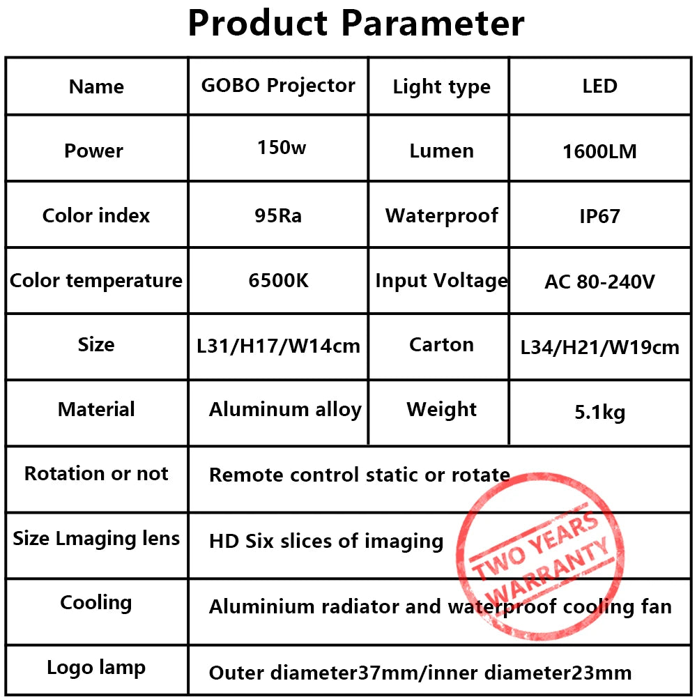 Custom Gobo Projector 150W Advertising Light Welcome Outdoor Waterproof IP67 System Image Rotation Led Logo Shop Entrance Floor