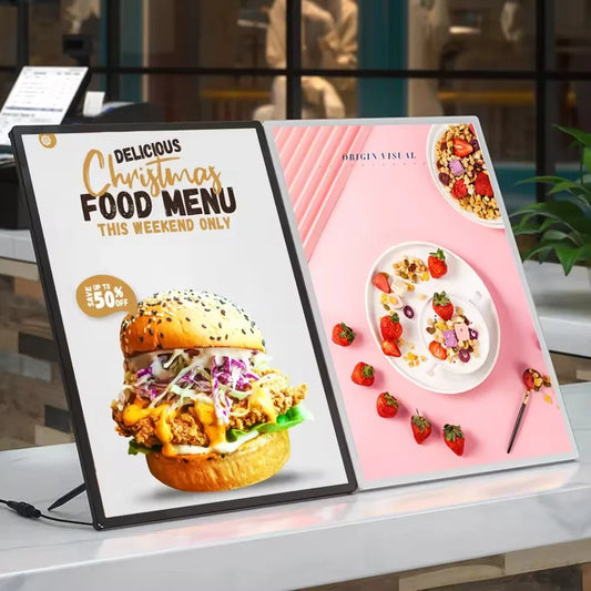 A4 A3 A2 Slim LED Advertising Light Box Cafe Restaurants Menu Board Cinema Movie Poster Display Screen Tempered Glass Light Box