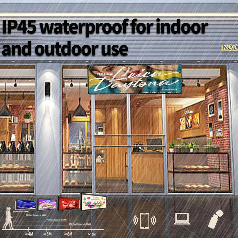 P6 LED Sign 18''X40'' Full Color Support Scrolling Message LED Sign Board Programmable Image Outdoor LED Display For Advertising