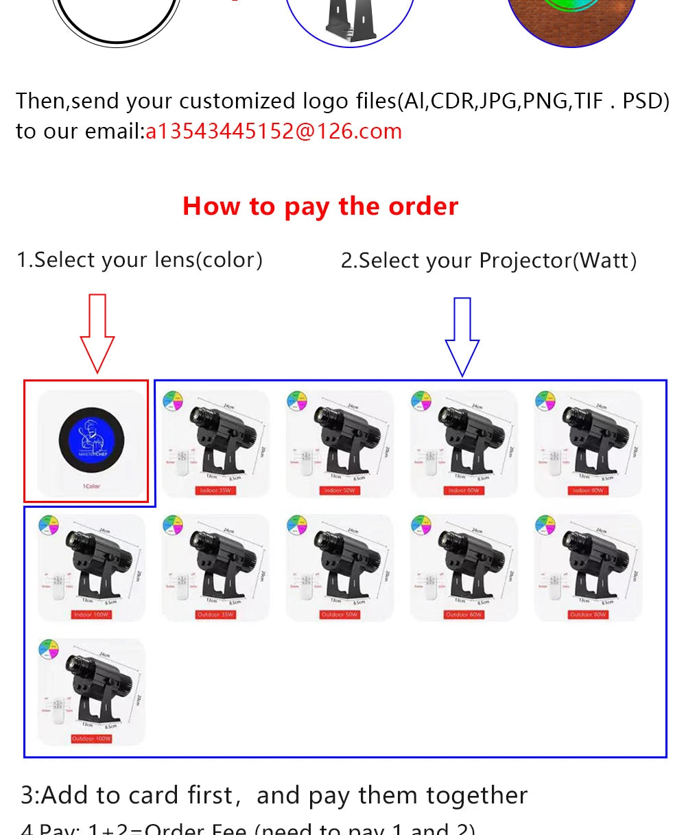 Custom Led HD Color Chang Indoor And Outdoor ip67 Waterproof Rotating Advertising Image Projection Lamp Gobo Logo Projector