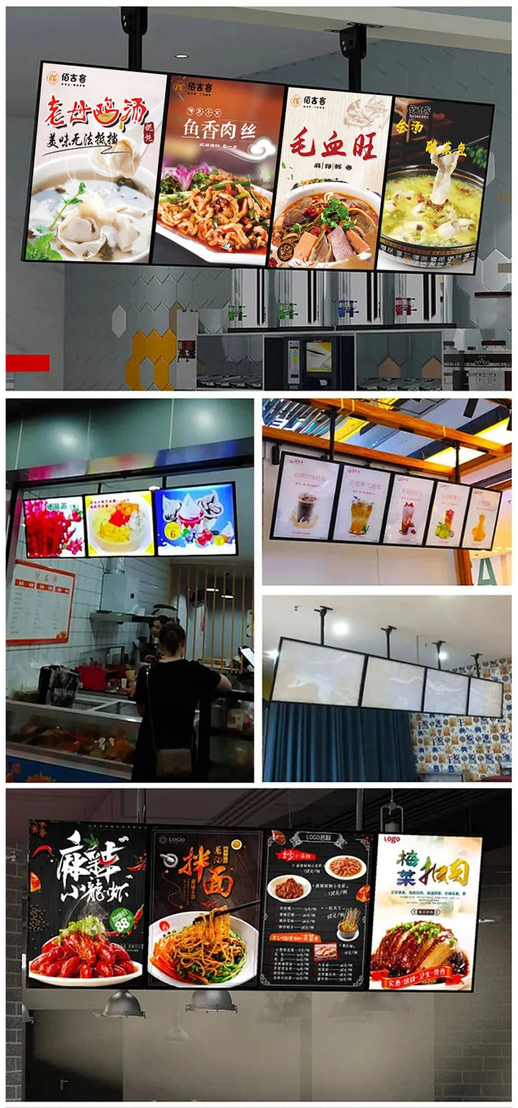 LED Slim Snap Frame Light Box Illuminated Poster Display LED Backlit Menu Board For Restaurant Cafe Shops Wall Mounted Billboard