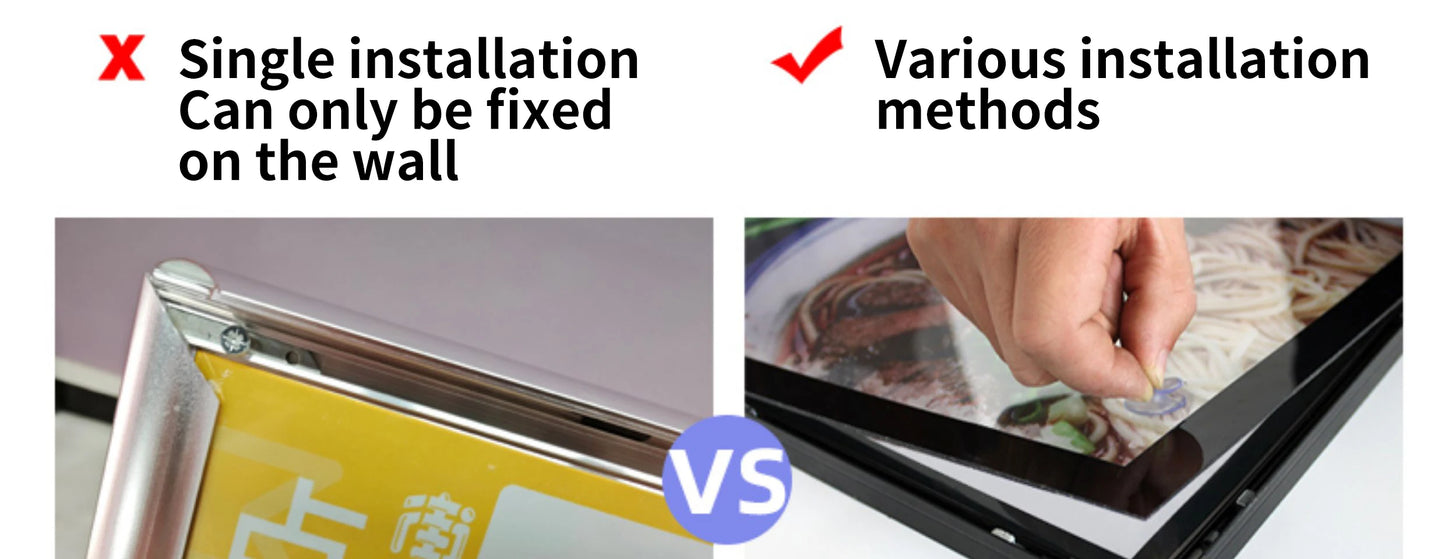 Slim Snap Frame LED Light Box Illuminated Poster Display LED Backlit Menu Board Screen For Restaurant Cafe Shops Wall Billboard