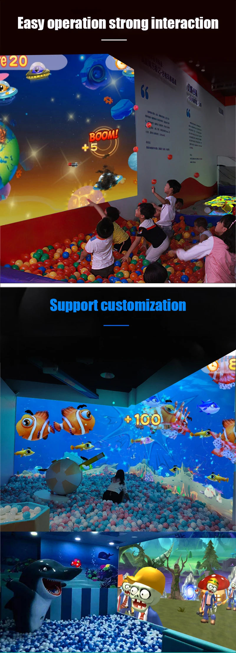 Mutil Finger Touch Large Screen Interactive Projection System Game for Kids and Adults Work With Windows and any Projectors
