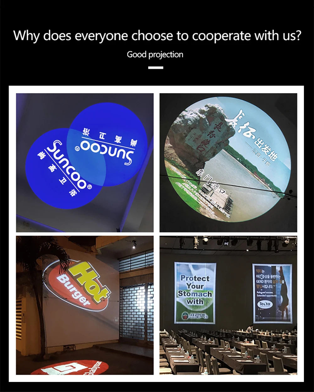 Custom Led Hd Indoor Door Head Projector Outdoor Waterproof Rotating Advertising Image Projection Lamp Gobo Logo Projector
