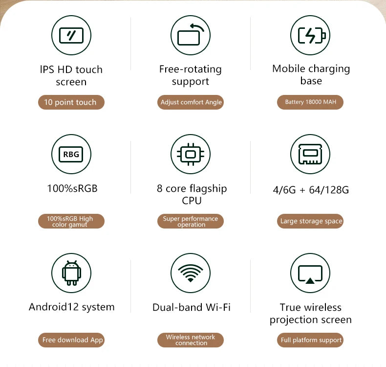 Free Shipping 22 Inch Screen Floor Stand Tablet Android 12 Slim Touch Display Large Battery Inbuilt Rotatable Movable Smart TV