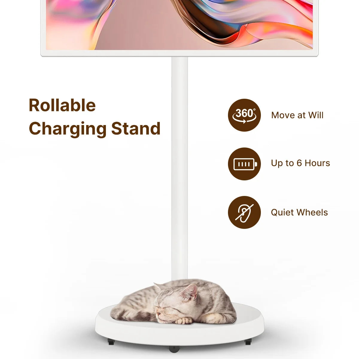 Mobile TV 32 inch Floor Standing Intelligent Touch Screen Android System/Home/8+128GB/AI Voice Remote Control Office use