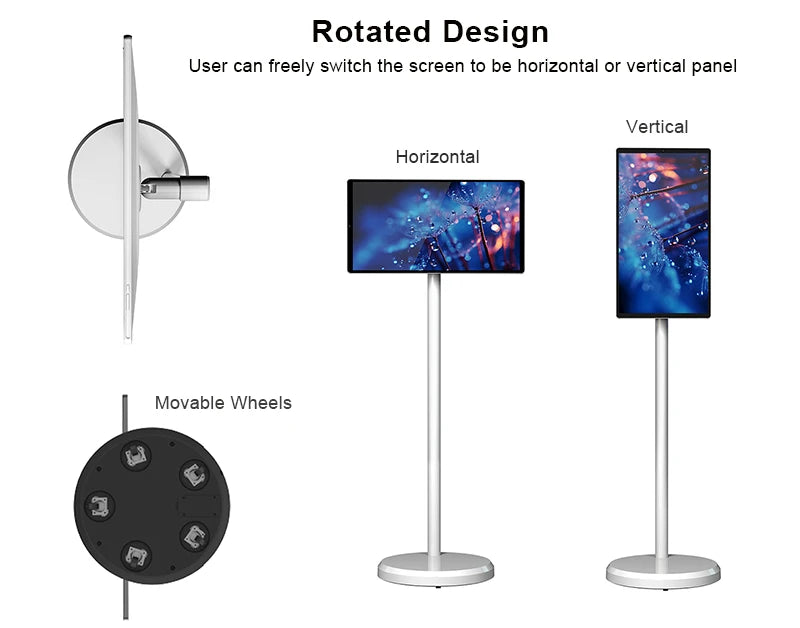 Home Appliances Tv Smart TV 21.5  Portable Mobile Touch Screen Android 12 OS Floor Stand Display Battery for Home Learning