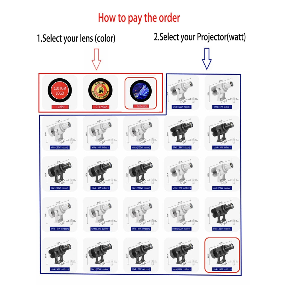 Custom Led HD Gobo Logo Projector Indoor Outdoor Ip67 Waterproof Rotating Advertising Image Projection Light For Floor Wedding