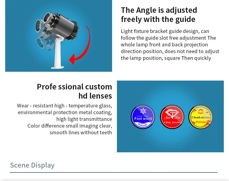 Hot Sale Led Hd Outdoor Ip67 Waterproof Image Projector Custom Gobo Rotary Or Static Advertising Logo Projector