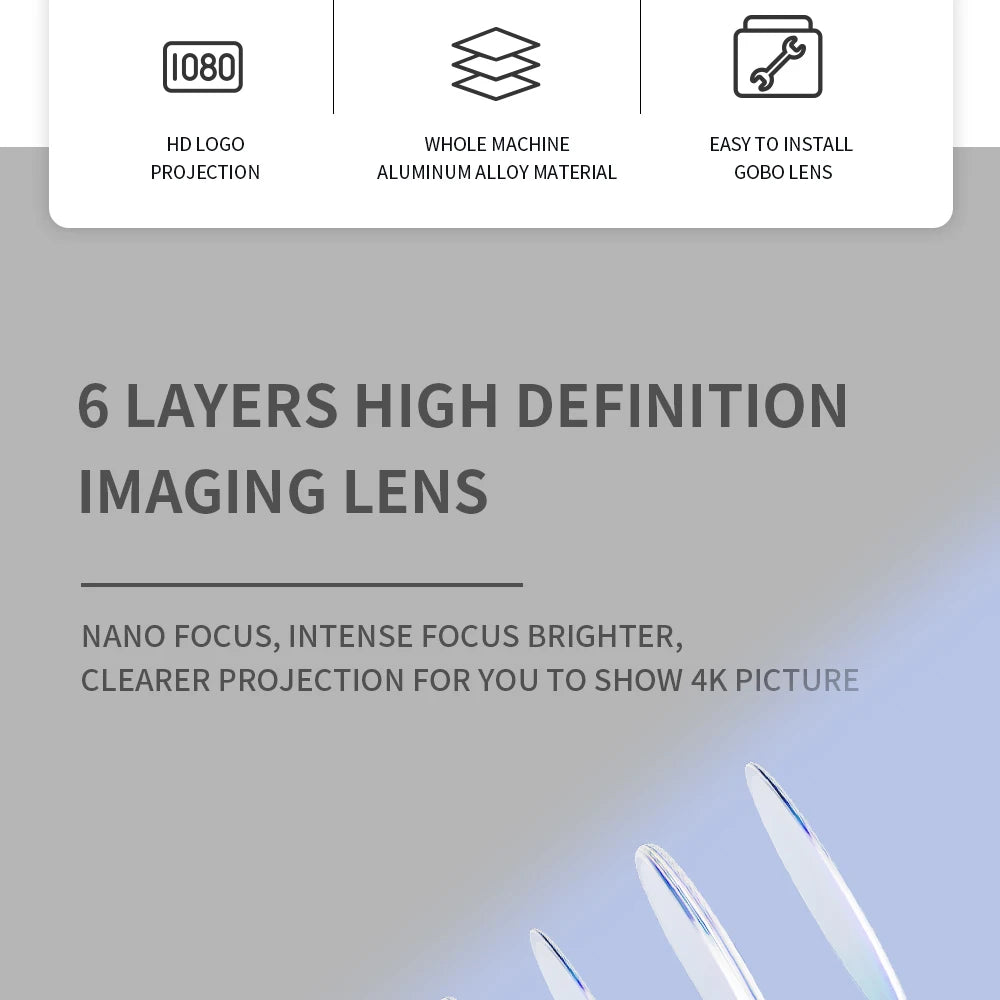 Custom Led HD Gobo Logo Projector Indoor Outdoor Ip67 Waterproof Rotating Advertising Image Projection Light For Floor Wedding