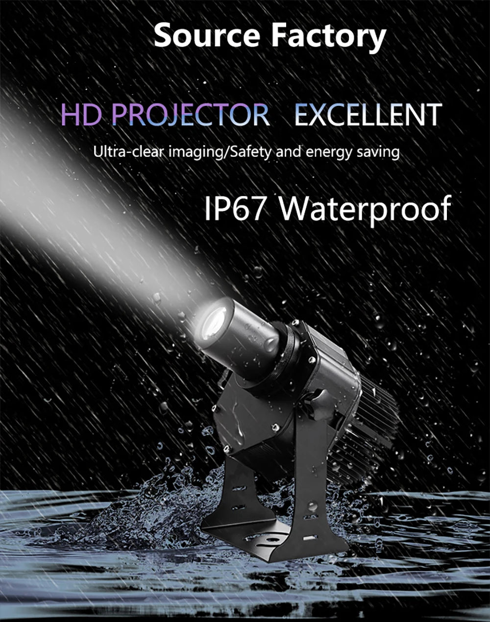 Custom Led Hd Indoor Door Head Projector Outdoor Waterproof Rotating Advertising Image Projection Lamp Gobo Logo Projector