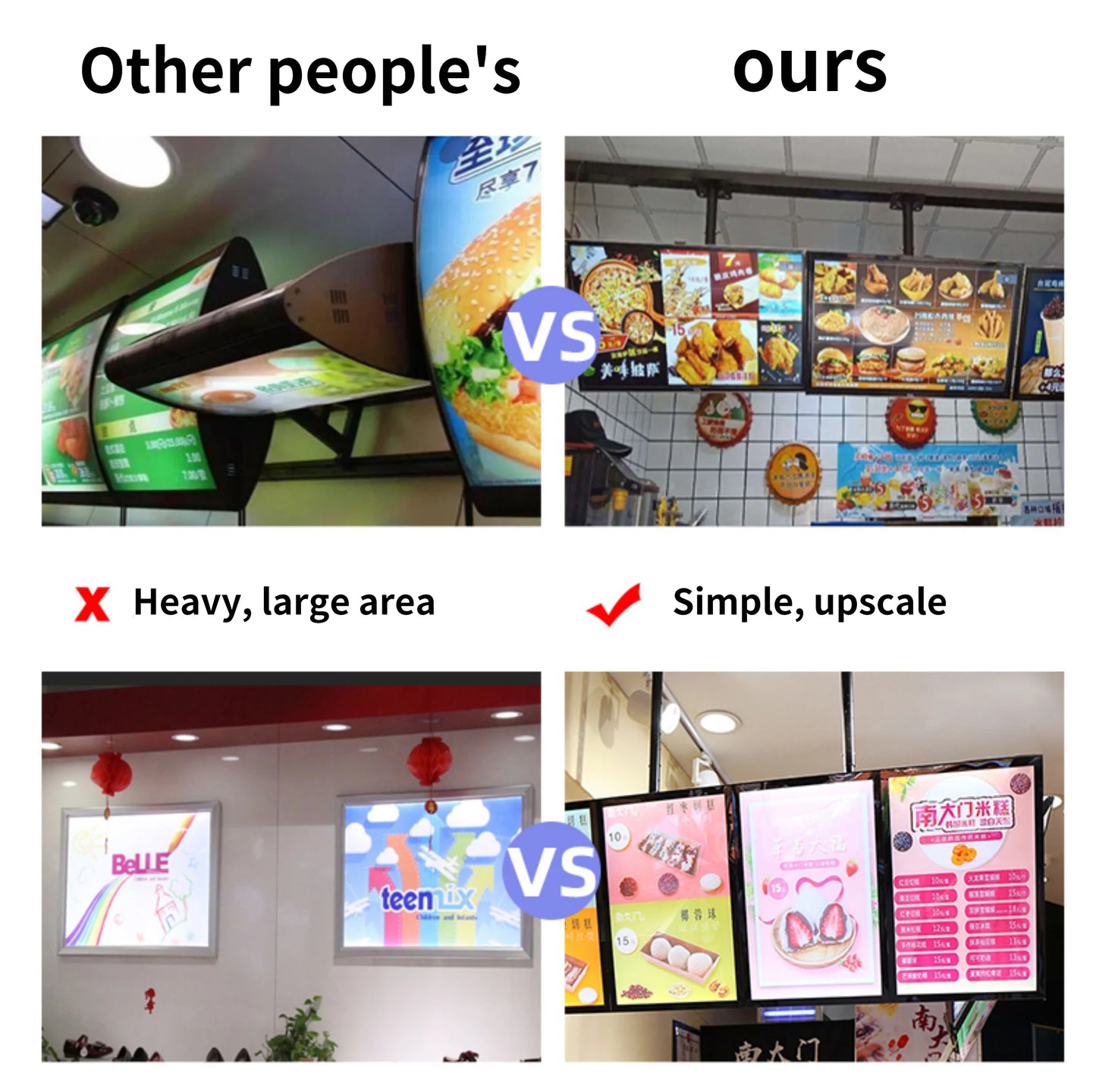 Slim Snap Frame LED Light Box Illuminated Poster Display LED Backlit Menu Board Screen For Restaurant Cafe Shops Wall Billboard