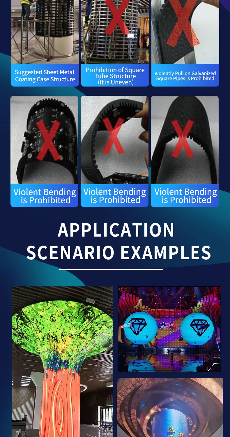 Customized Indoor outdoor Flexible  Video Wall  Led Screen Soft Led display Wall Flexible Curve Led Panel Screen