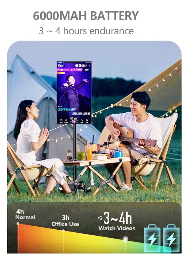 Home Appliances Tv Smart TV 21.5  Portable Mobile Touch Screen Android 12 OS Floor Stand Display Battery for Home Learning