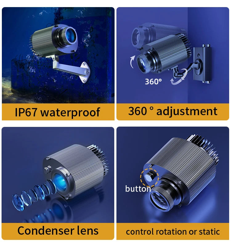 50W100W Outdoor Waterproof Gobo Projector Rotation Image Custom Hd Advertising Led Logo Projector Light