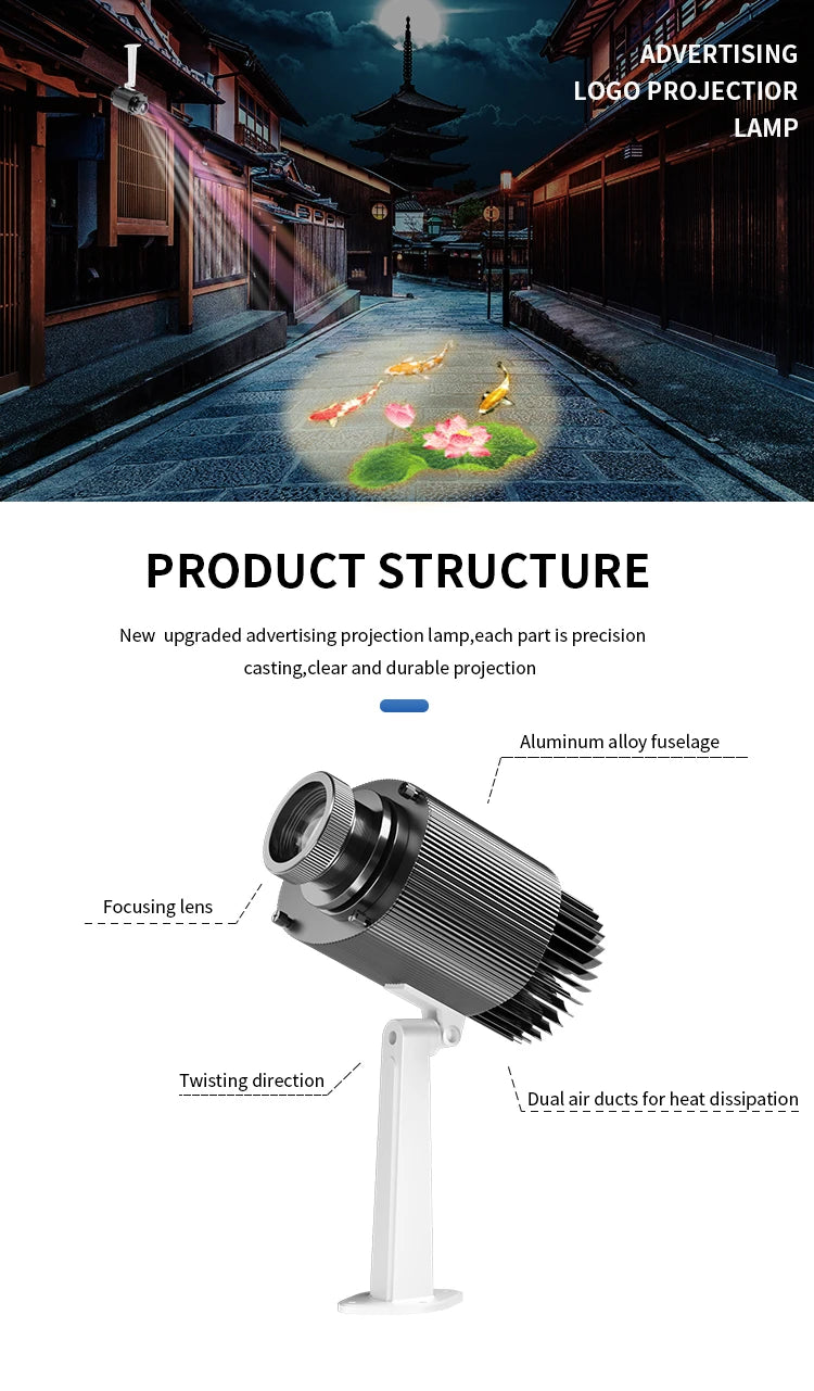 Hot Sale Led Hd Outdoor Ip67 Waterproof Image Projector Custom Gobo Rotary Or Static Advertising Logo Projector