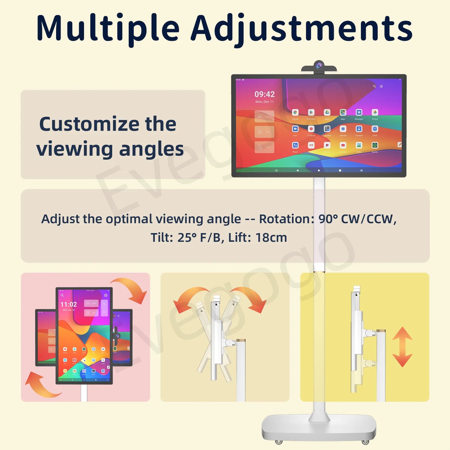 Portable TV Touch Screen 27in 32in Professional Stand Smart Display Tablet with Wheels Large Battery for Home Business