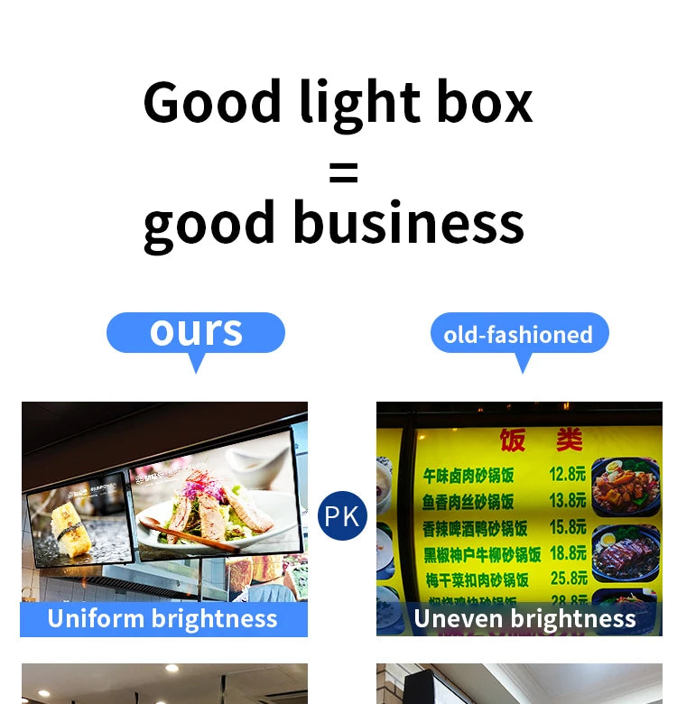 Slim Snap Frame LED Light Box Illuminated Poster Display LED Backlit Menu Board For Restaurant Cafe Shops Wall Mounted Billboard