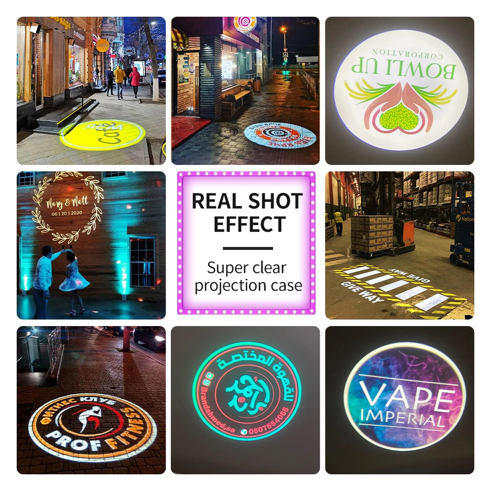 Custom Led HD Gobo Logo Projector Indoor Outdoor Ip67 Waterproof Rotating Advertising Image Projection Light For Floor Wedding