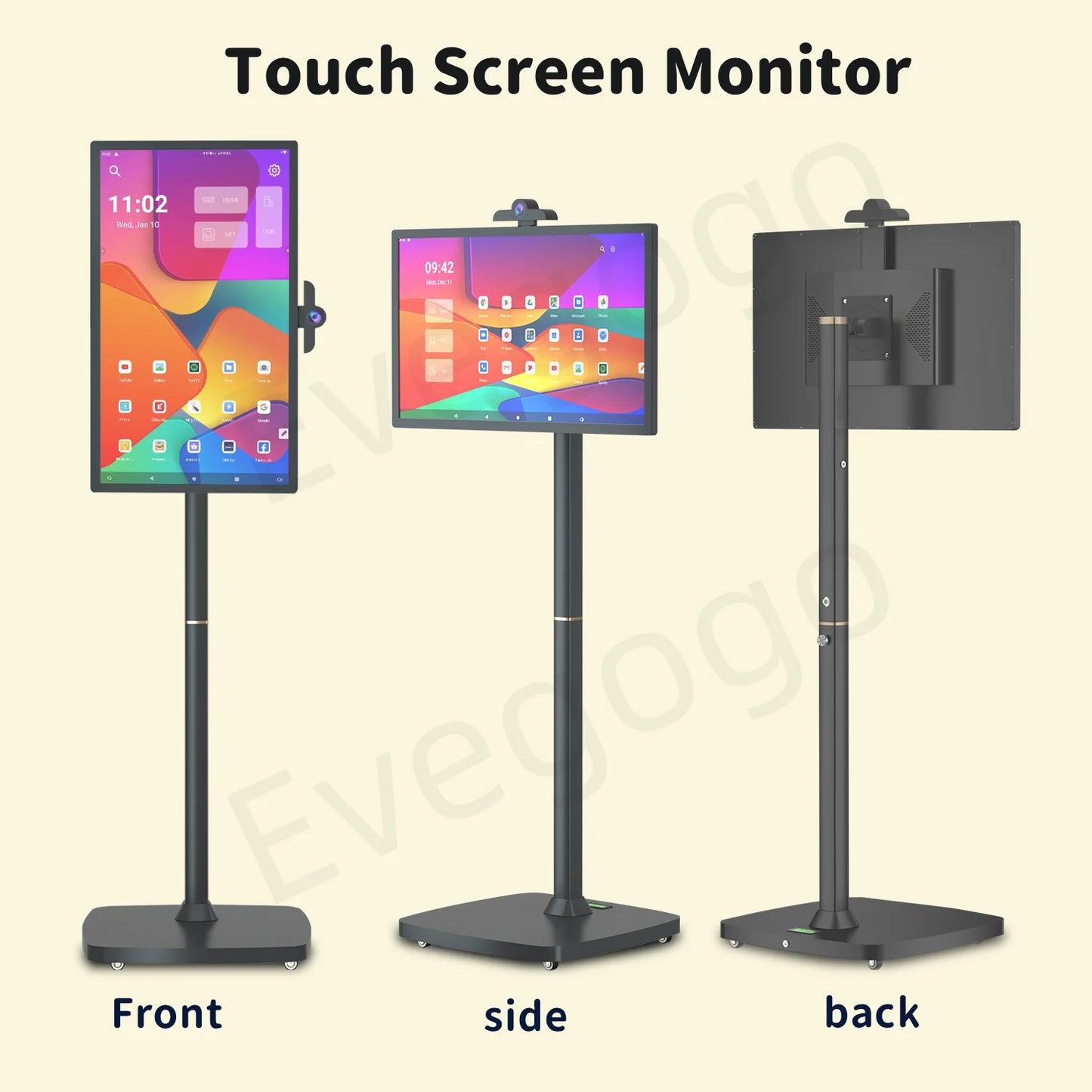 Portable TV Touch Screen 27in 32in Professional Stand Smart Display Tablet with Wheels Large Battery for Home Business
