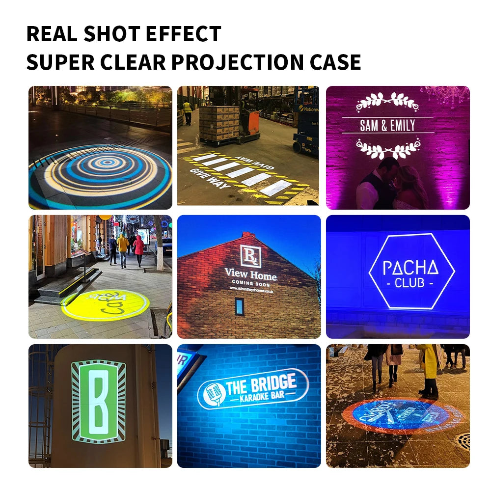 Custom Led HD Gobo Logo Projector Indoor Outdoor Ip67 Waterproof Rotating Advertising Image Projection Light For Floor Wedding